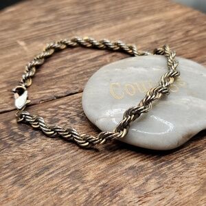 Silver and gold tone twist braided rope bracelet B2221